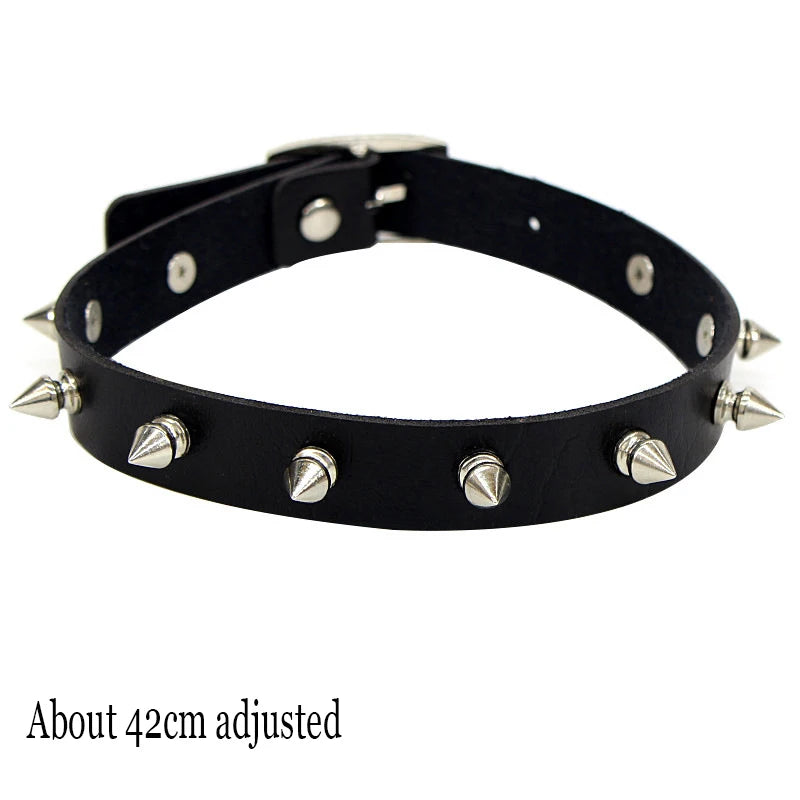 Woman Black Punk Choker Collar Necklace Sexy PU Leather Heart Lock Key Spike Chocker Gothic Cosplay Accessories Party Jewelry