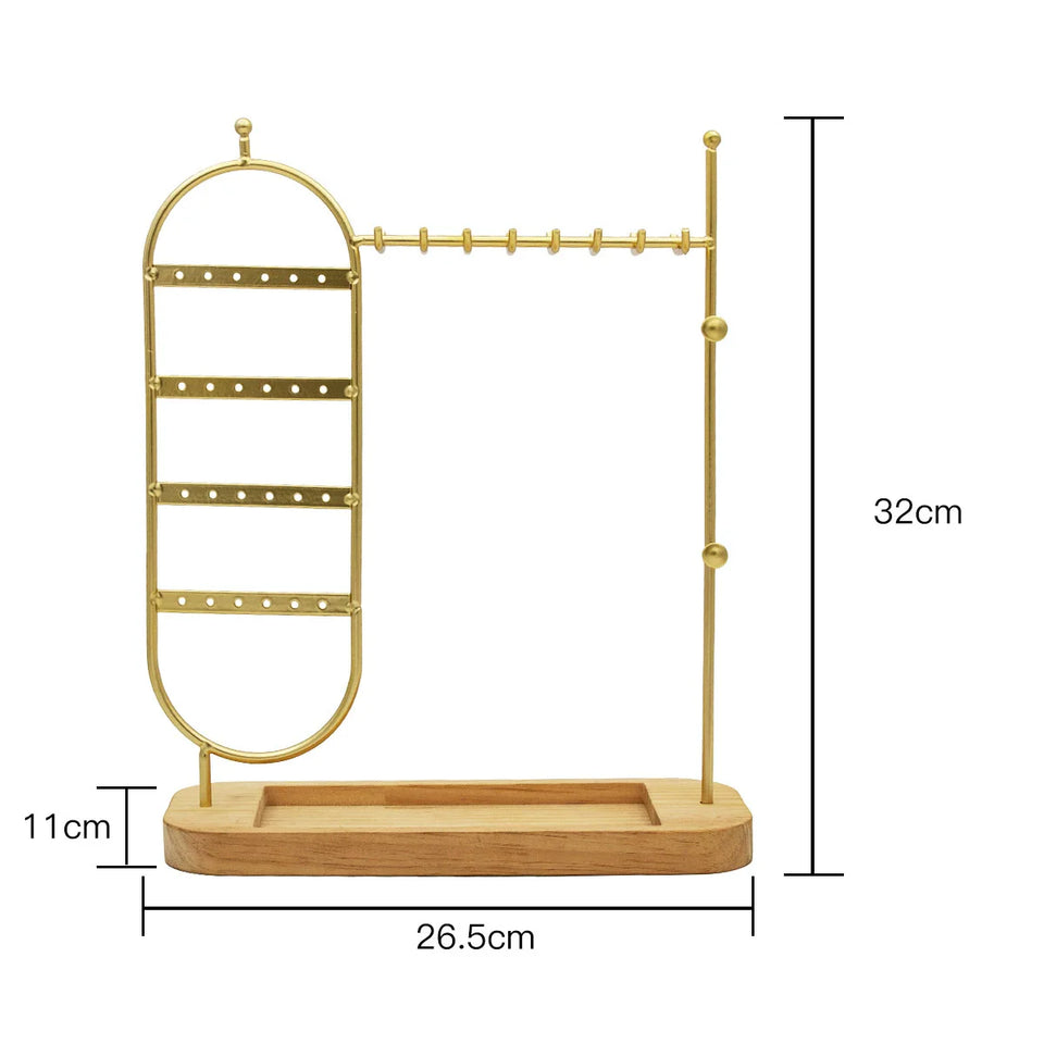 1 desktop solid wood base jewelry rack suitable for organizing and storing watches, earrings, bracelets, necklaces, etc