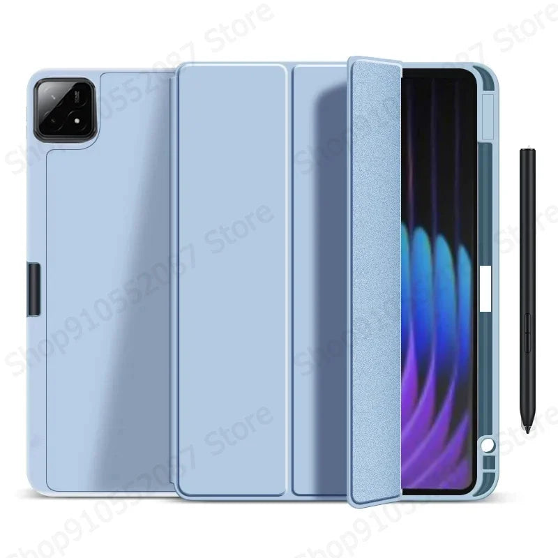 Coque For Xiaomi Pad 7 Case with Pen Holder PU Leather Soft Back Trifold Stand Cover For Xiaomi Pad 7 Pro Mi Pad 7 Case 11.2''