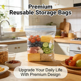 3 Size Reusable Storage Bags Transparent Leak Proof Freezer Bags Airtight Seal for Food Fruit Veggie Storage