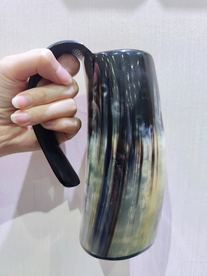 Drinking Horn Mug, 200-700ml Natural Ox Horn Cup & Coffee Stein Cool Unique Gift for Men and Women Home Decor for Beer Kitchen