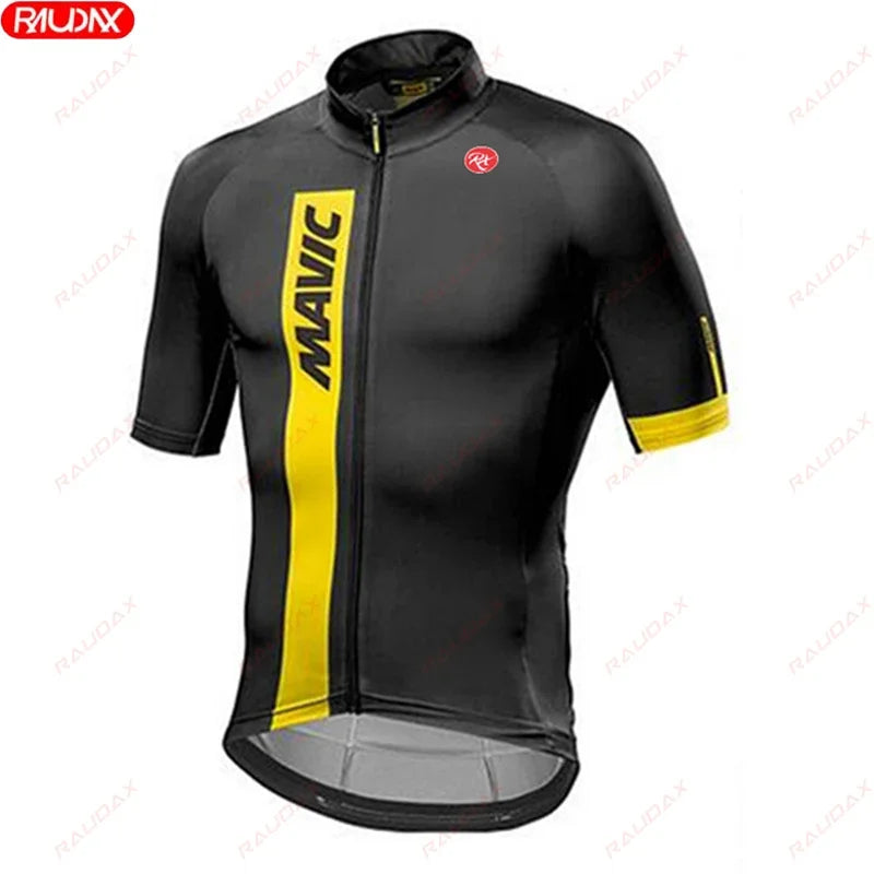 RX MAVIC 2024 New Summer Men's Cycling Set Road Bicycle Breathable Short Sleeve Bib Shorts Bicycle Moisture Wicking Sweatshirt