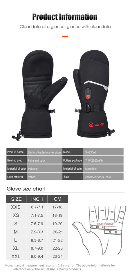 Waterproof Snowboard Cycling Motorcycle Bicycle Skiing Winter Gloves Crab Finger Style Heating Hand Warm Electric Thermal Gloves