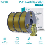 SUNLU Silk PLA PLUS 3D Filament 1.75mm Double Colors Silk Textures Pla+ Gradient Colors Filament for Most FDM 3D Printer 3KG
