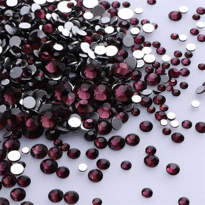 1440Pcs Mix Size Glass Flatback Rhinestone Glitter Crystal AB Round Diamond Non Hotfix Glue On Stone for DIY Nail Art Decoration