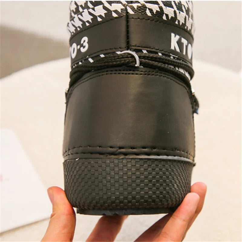 Ankle Boots Women Winter Genuine Leather Waterproof Platform Snow Boots For Warm Plush Non Slip Cotton Padded Shoes Size 34-41