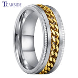 Dropshipping 8mm New Arrivals Men Women Stainless Steel Rotate Chain Ring Stepped Grooved Brushed Festival Fashion Gift Jewelry