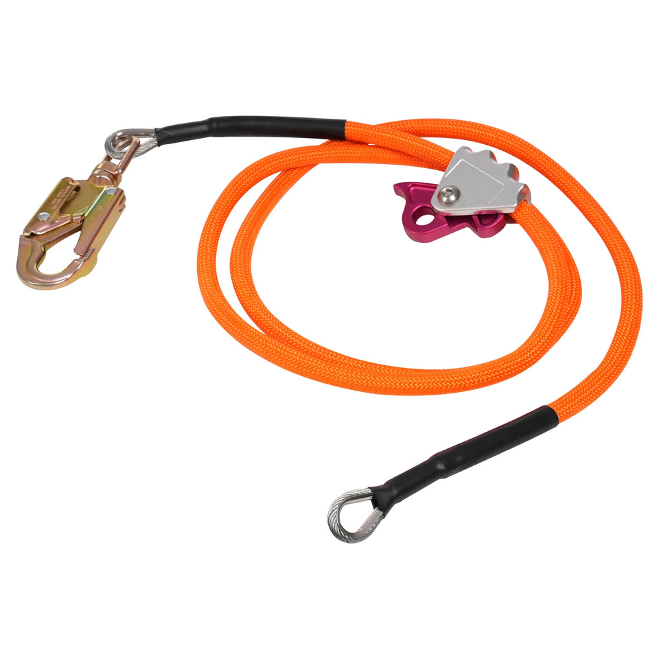 Sling Tree Descent Sling Rope 5/8 Inches -8 Feet/14 Feet with Triple Locking Carabiner Adjuster Orange/For Climbing Rescue