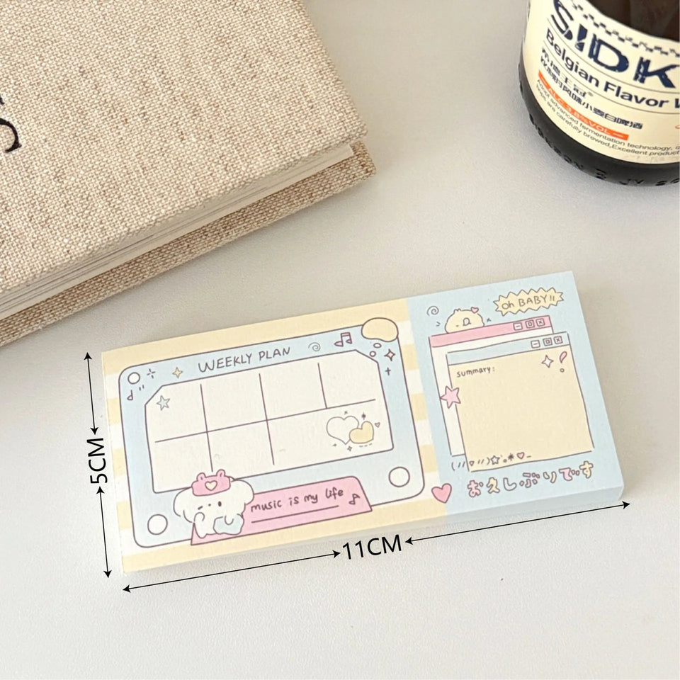 100 Sheets Cute Memo Book Non Sticky, Tearable Leave a Message Notebook Handheld Notes