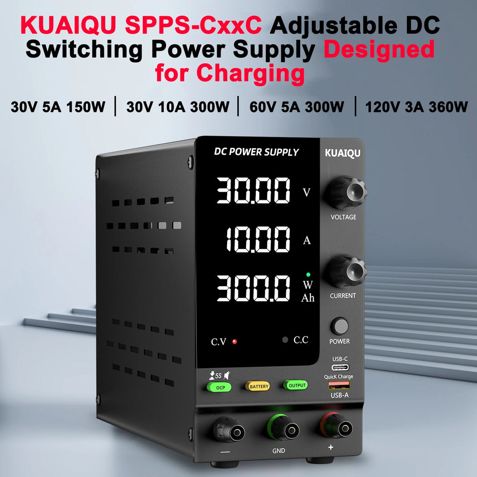 Adjustable DC Power Supply 30V 5A 10A,Bench Power Supply,24V 36V 48V 72V Battery Charging,Reverse Polarity Protection,Activate
