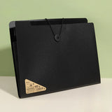 1PC Premium Black 5-Compartment Folder with Handle, Durable PP Desk Organizer with Color-Coded Labels for Office & Home Use