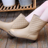2025 New Women Rain Boots Fashion Non-Slip Women Boots Plaid Casual Rubber Shoes Comfor Wear-resistant Women's Waterproof Shoes