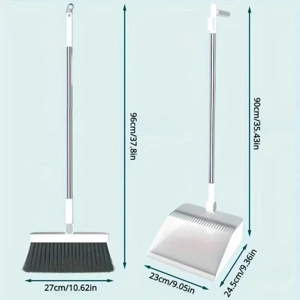 Foldable Broom and Dustpan Set, Compact Wall Mountable with Extra Stiff Bristles for Easy Storage & Cleaning
