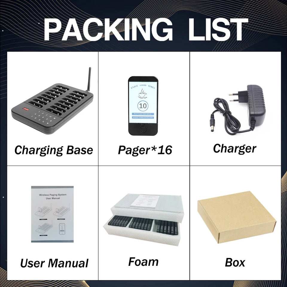 Wireless Restaurant Pager Guest Calling Paging System Waterproof Food Pager for Coffee Shop Dessert Shop Food Truck Bank