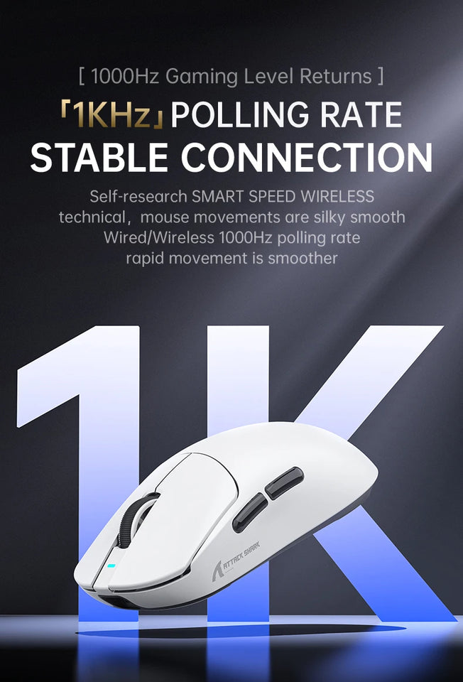 Attack Shark X8 SE Wireless Gaming Mouse | 55g Ultra-Light | 1KHz Wired/Wireless | PAW3311 25K DPI | Tri-Mode | 80M Clicks