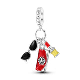 Red Series 925 Sterling Silver Koi Firecracker Dragon Heart Mushroom Coffee Machine Charm Fit DIY Bracelet Necklace Niche Gifts