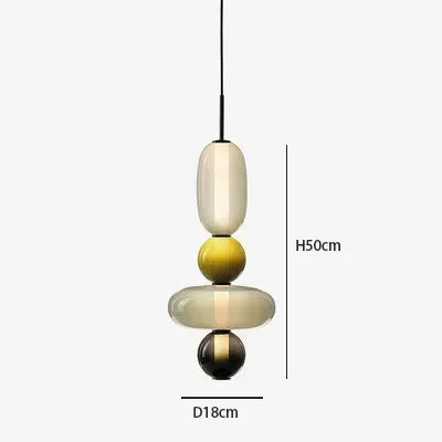 Modern Colorful Glass Hanging Pendant Light Chandelier for Loft Living Room Restaurant Nordic Coffee Restaurant Lighting Fixture