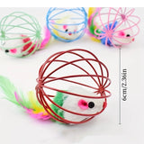 1Pc Interactive Cat Teasing Toys Simulation Of Mice In Wire Cages Mini Cat Toys Balls Pet Novel Spherical Cat Toy