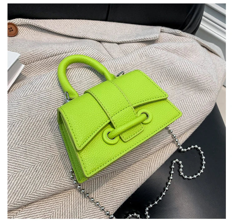Women Mini Handbag Korean Style Chic Solid Texture Chain Crossbody Bag Ladies Summer High-Grade New Lipstick Commuter Bags