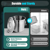 12L Stainless Steel Cereal Container Metal Kitchen Rice Oil Storage Bucket Airtight Durable Corrosion Resistant for Flour Cereal