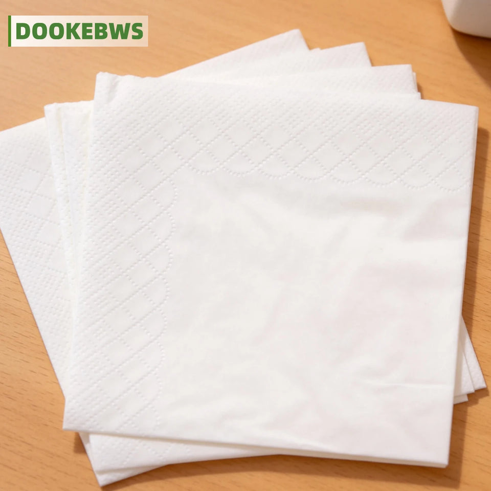 600 and 300 Pieces of White Napkins, 9× 9inch Double-Layer Disposable Dining Napkins, Foldable to 4.5× 4.5inch , Soft and Absorbent, Suitable for Home, Restaurant, Wedding, Party, and Commercial Use