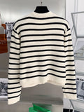 Women Stripe Knitted Cardigans Spring Autumn O-neck Single Breasted Long Sleeve Crop Tops Fashion Casual Chic Female Sweaters