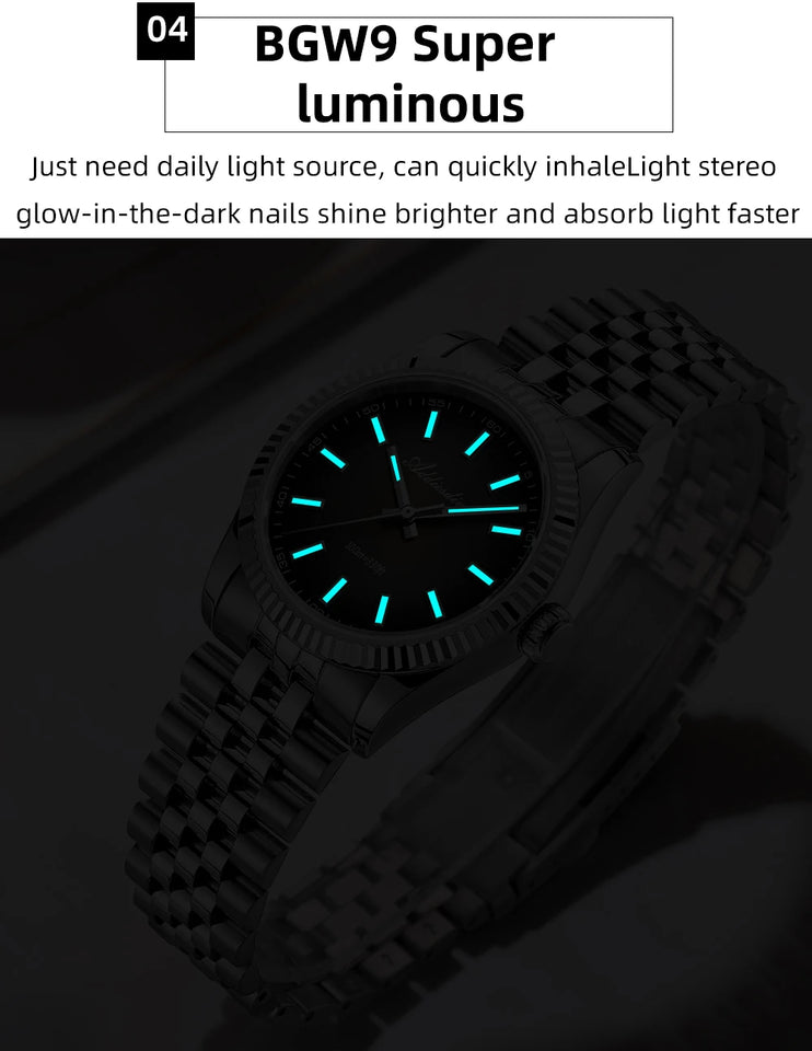 ADDIESDIVE AD2073 Men's Business Watch Sapphire Glass Stainless Steel Quartz Wristwatches Gradient Red Dial Watches Reloj Hombre