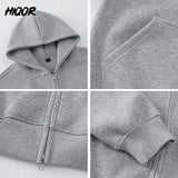 American Retro Hoodie Sweatshirt Autumn Winter Men's Loose Casual Open Cardigan Jacket Comfortable Long Sleeve Zipper Pure Wear