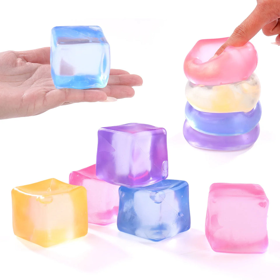 Ice Cube Shaped Square Stress Relief Ball Toy Squishy Squeeze Anxiety ADHD Stress Relief Sensory Adults Toys
