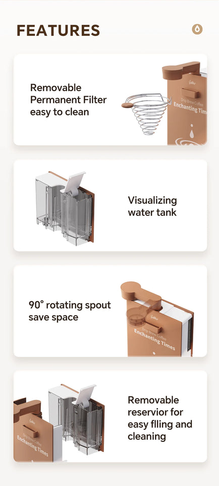 Foldable Portable Coffee Machine American Drip Pour Coffee Maker Travel Electric Automatic Brew Coffee Tea Home Office Appliance