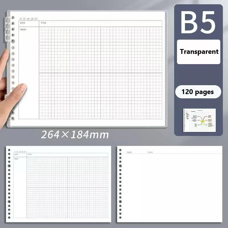 Mind Map Notebook Loose leaf Detachable B5 Cornell Notebook College Graduate Exam Notebook 120 Pages