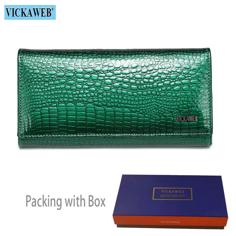New Women Magnetic Hasp Wallet Genuine Leather Coin Purse Ladies Long Fashion Female Card Hold Money Bag AE501-1