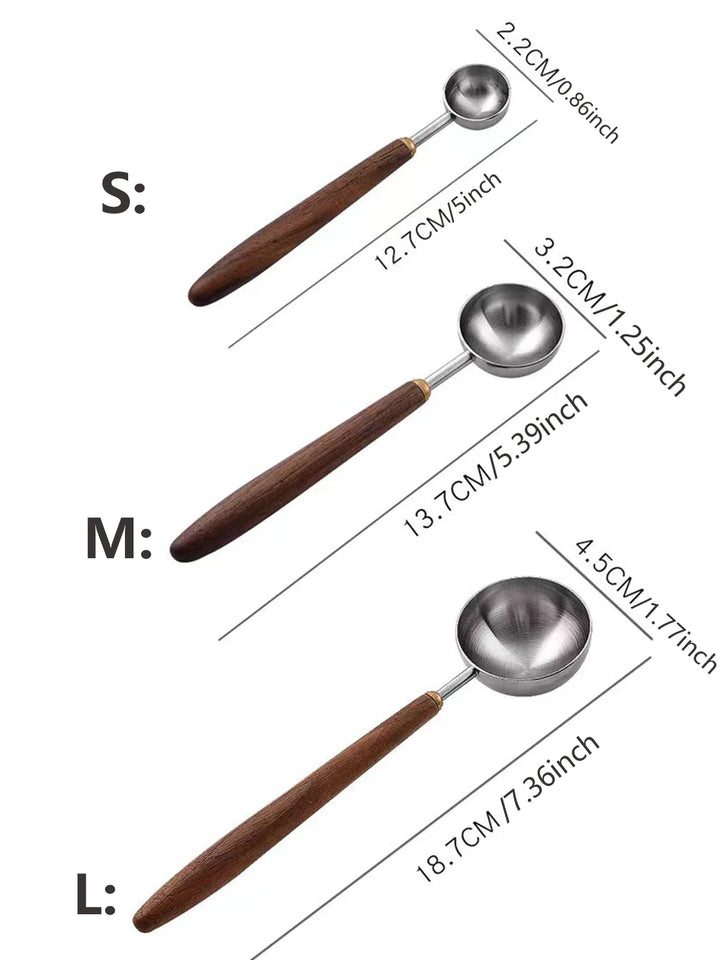 Coffee Spoon - Vintage Walnut Wood Handle, Stainless Steel Coffee Scoop ，Stainless Steel Tea Scoopand Seasoning Spoons
