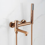 Bathtub Shower Faucet Brass Single Handle Waterfall Spout Wall Mounted Mixers Taps with Hand Shower Sets Bathroom Bidet Taps