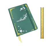 Cat & Cherry Blossom A5 Dot Grid Journal, 160gsm Thick Paper Hardcover Notebook, PU Leather Cover, Gilded Page Edges