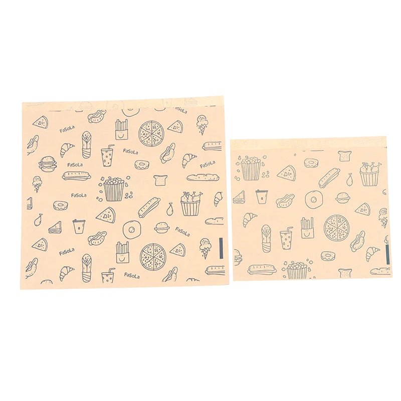 50Pcs Kraft Paper Bags Greaseproof Food Wrapping Disposable Baking Paper Plate Mat - Kitchen Packaging Accessories