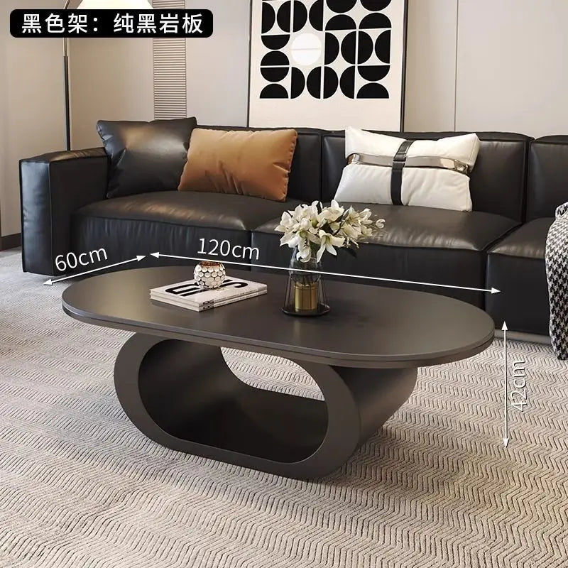 Italian minimalist new rock slab coffee table living room home simple modern high-end combination light luxury oval tea table