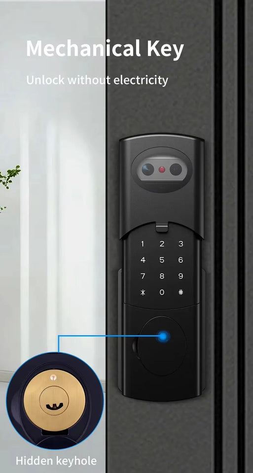 Outdoor Waterproof Smart Tuya Wifi Lock 3D Face Recognition Digital Code Keyless App Fingerprint Lock With Rechargeable Battery