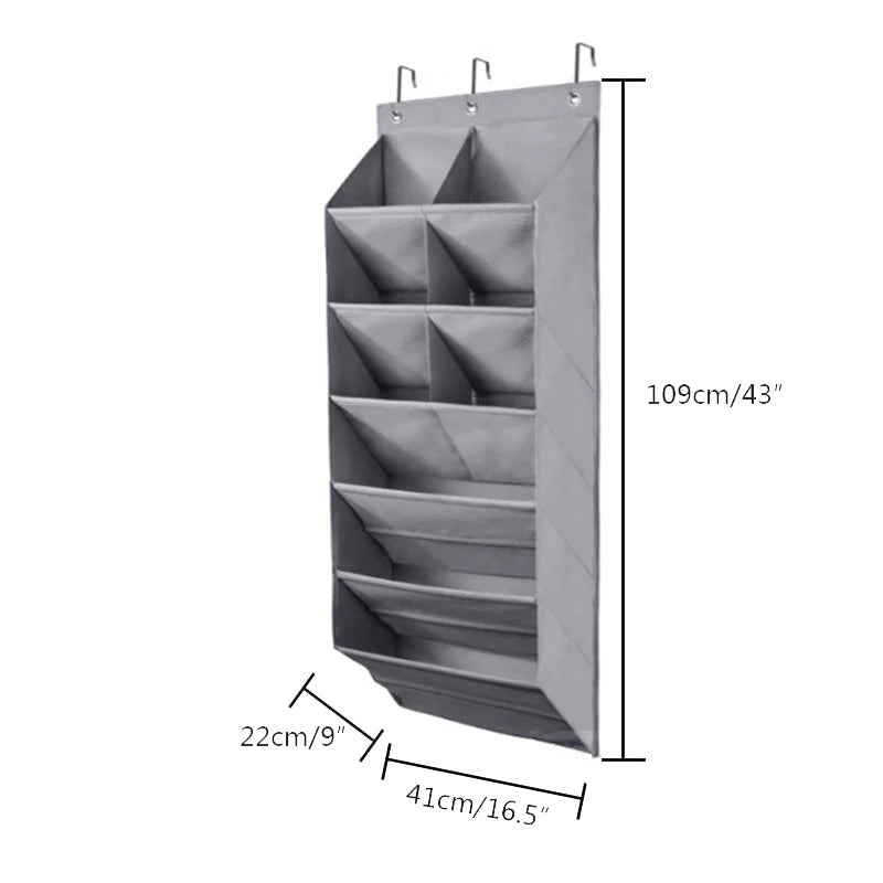 Multi-pockets Wall Storage Bag Large Over Door Hanging Shoe Organiser Behind Doors with 4 Metal Hooks Shoes Rack Storage Bags