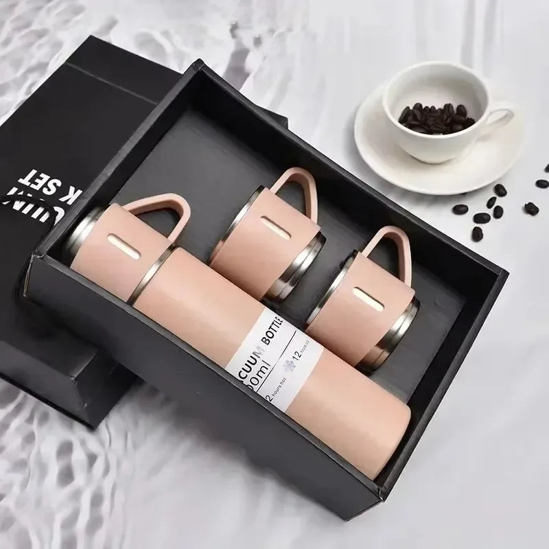500ml 304 Stainless Steel Vacuum Insulated Water Bottle Portable Tea Coffee Bottle Office Gift Set Travel Leak Proof Thermal Mug