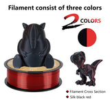KINGROON Dual-color Silk PLA Filament 1.75mm 2 Color Coextrusion Glossy 3D Printer Filament PLA, 3kg/pack 1kg each spool