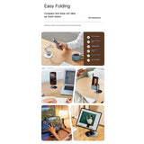 Magnetic Metal Phone Stand for Desk, 360° Rotating & 3-Axis Adjustable Height Hands-Free Live Streaming & Bedside Tablet Holder