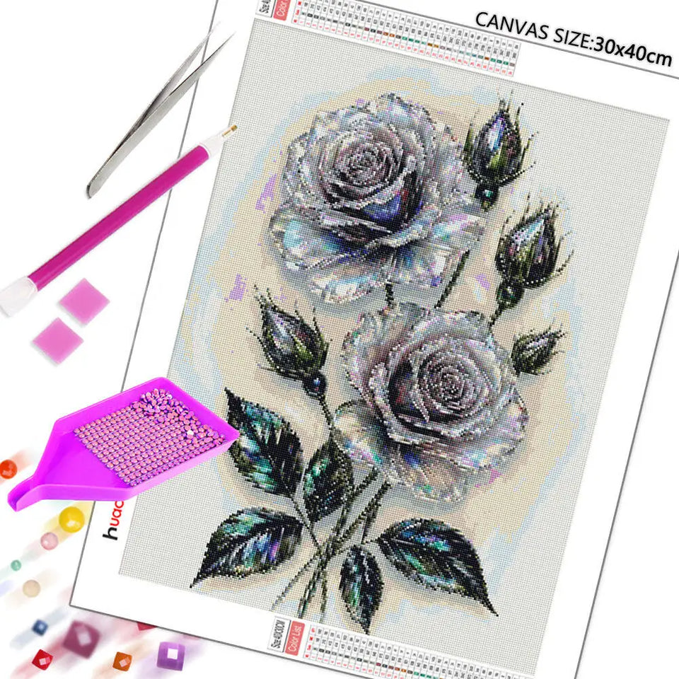 Huacan Rose Flower Carve Diamond Painting New Arrivals 2025 Full Square Round Drill Diamond Mosaic Rhinestone Pictures