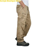 Camping Hiking Pants Men Cargo   Cotton Overalls Straight  Trousers Multi-Pocket Baggy  Slacks Pants