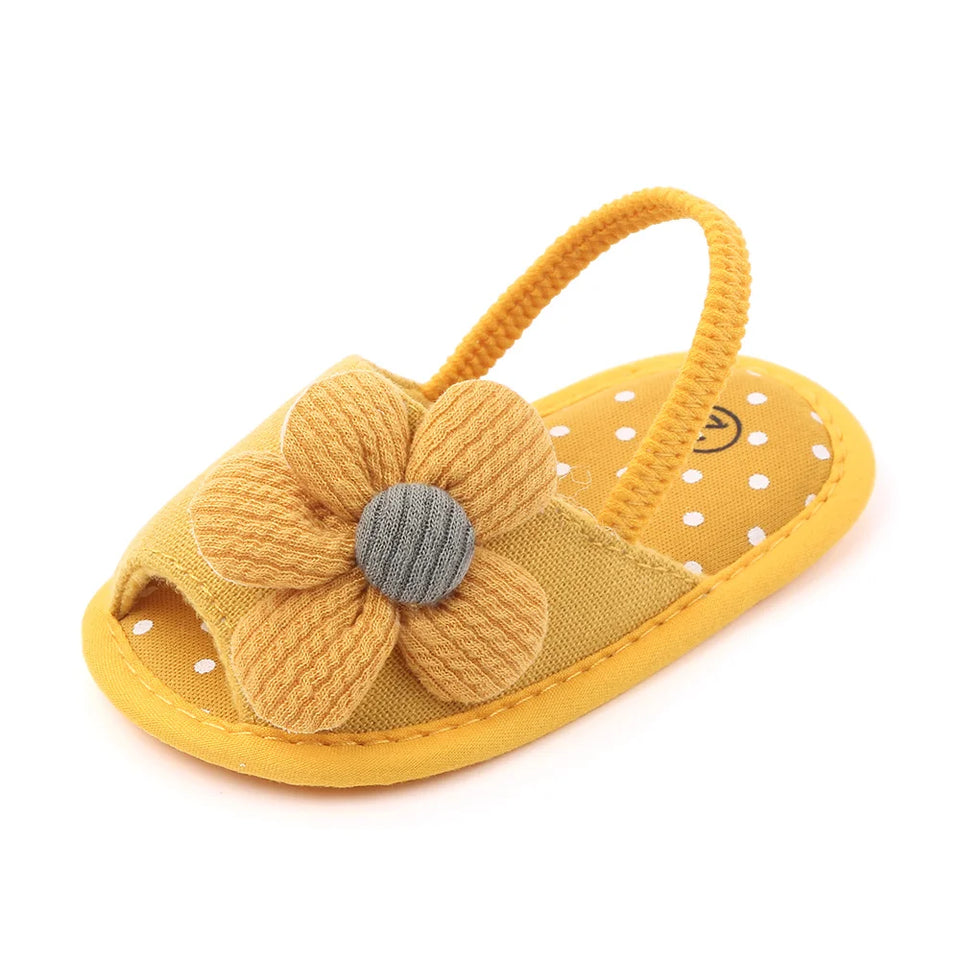 Baby Sandal with Hairband Cute Flower Design Soft Cotton Sandal for Spring and Summer Baby Girl 0-18M
