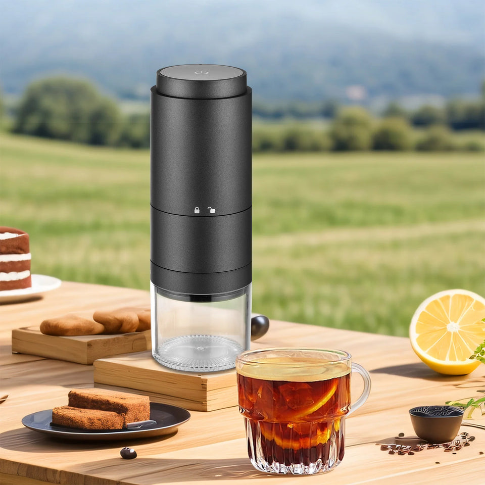 Portable Coffee Bean Grinder with 38 Grinding Setting Digital Power Display 5 Blades Ceramic Conical Burr One Button Start