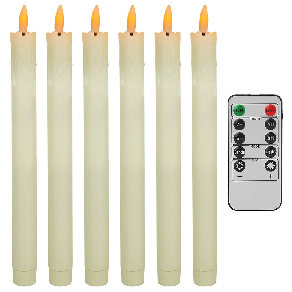 LED Flameless Taper Candles 6.5/11" Battery Operated Fake Flickering Candlesticks Electric Long Candles for Wedding Home Decor