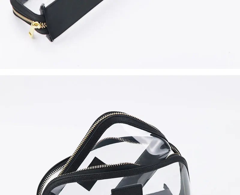 Custom Genuine Leather Travel Cosmetic Bag Set Waterproof Makeup Brush Storage Bag Portable Transparent PVC TPU Cosmetic Bag