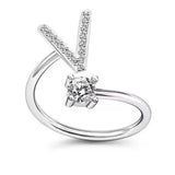 LATS Zircon Initial A-Z Letter Rings for Women Girl Adjustable Opening Ring Name Alphabet Female Wedding Fashion Jewelry Gift