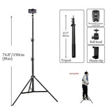 200/170/150/55cm Selfie Tripods Aluminum Light Stand For Phone Stand Mount Digital Camera Tripod With Clip Bluetooth Controller
